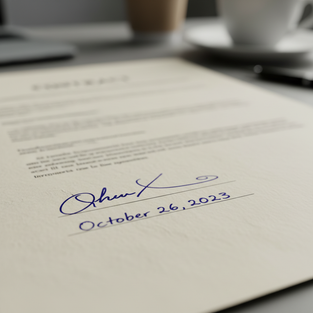 Ilustración de Ejemplos de firma en contratos