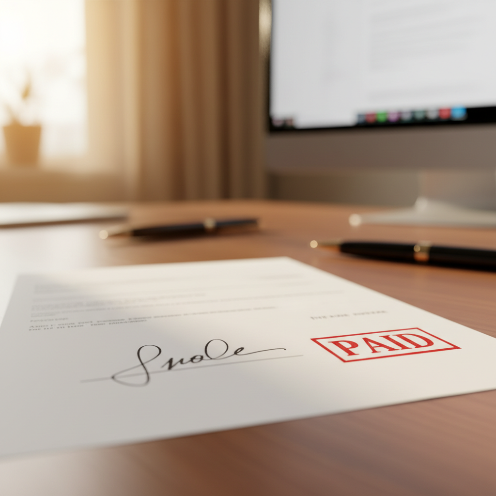 Ilustración de Ejemplos de firma en una factura