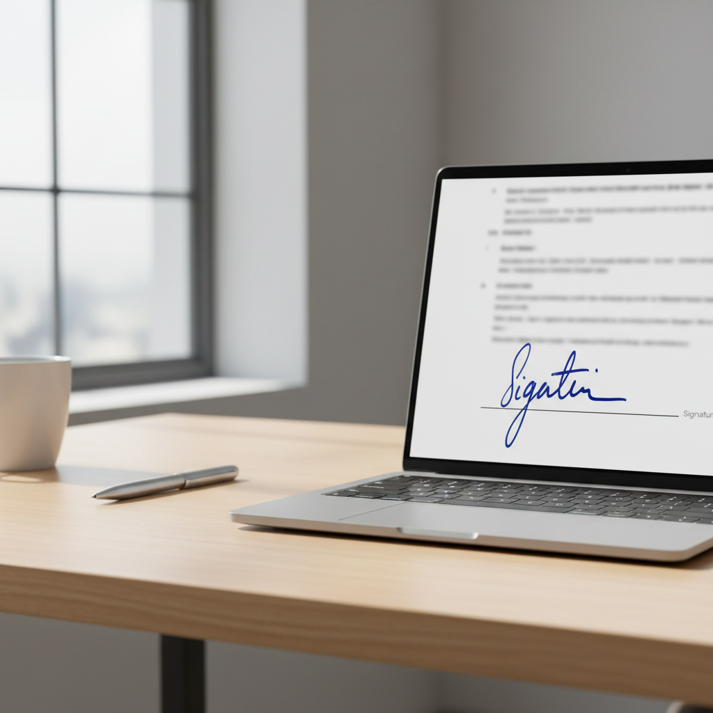 Illustration for A handwritten signature on a PDF