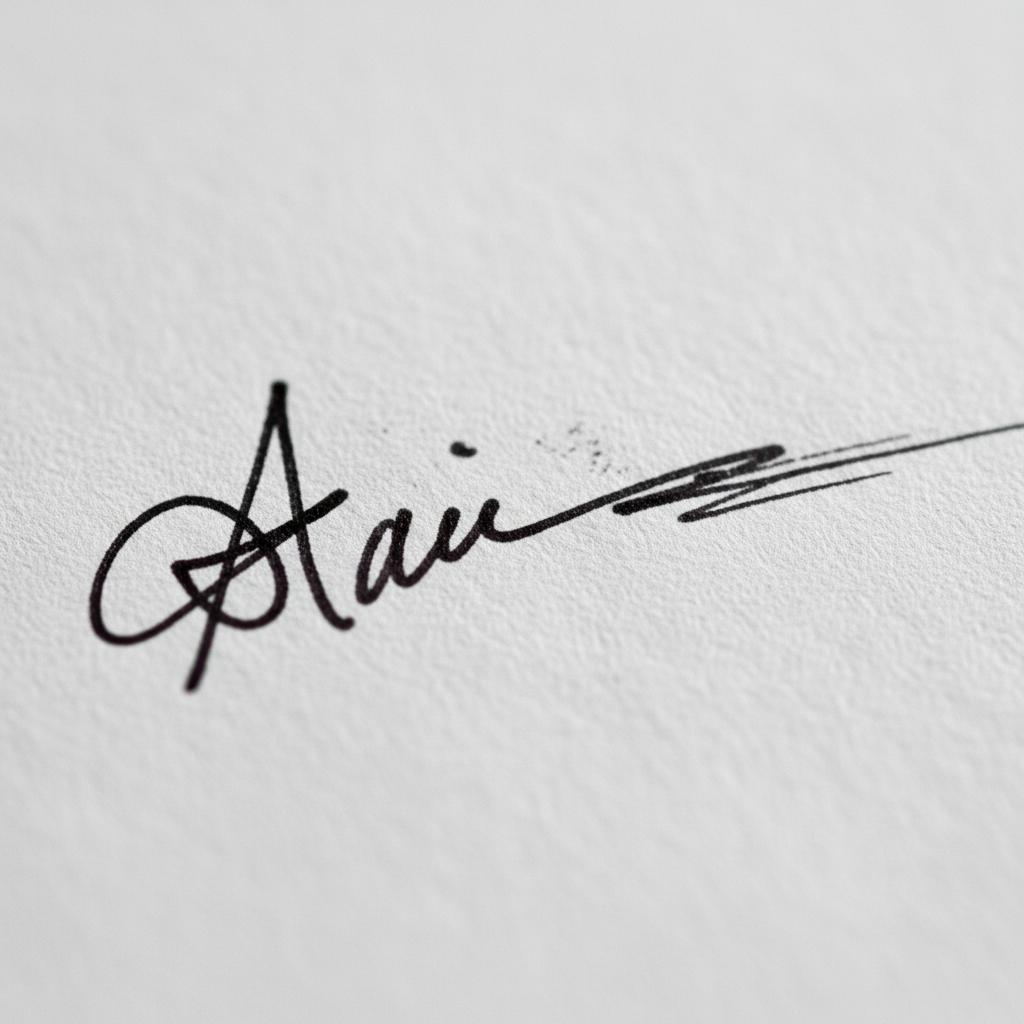 Illustration zu Unterschrift mit Initiale und Nachnamen